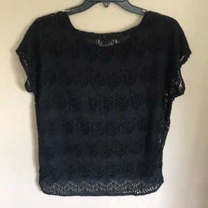 Olive & Oak Tops - Olive & Oak Black Crochet Tee Olive & Oak Tops - Olive & Oak Black Crochet Tee